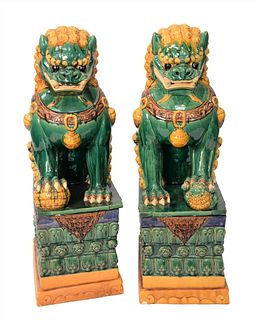 Massive Pair of Chinese Buddhists Lions
