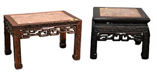 Two Chinese Carved Hardwood Stands