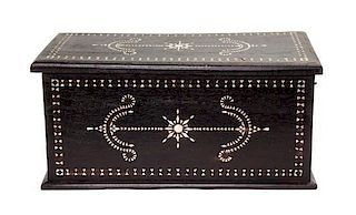 A Mother-of-Pearl Inlaid Hardwood Chest, Width 23 inches.