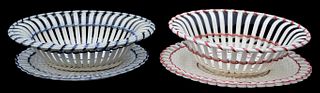 Two English Creamware Baskets and Underplates