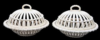 A Pair of Wedgwood Creamware Covered Baskets