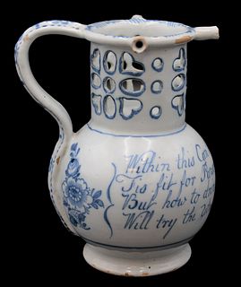 Liverpool Delftware Blue and White Puzzle Jug
