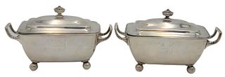 A Pair of George III Silver Covered Sauce Dishes