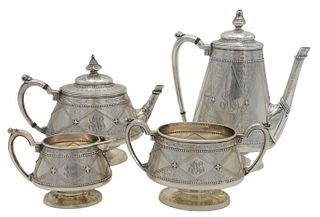 Robert Hennell Four Piece Sterling Silver Tea Set
