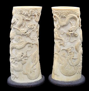 A Pair of 19th Century Dragon Vases