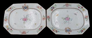A Pair of Chinese Famille Rose Armorial Platters