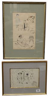 Two Pen and Ink Drawings by Jules Pascin (French, 1885 - 1930)