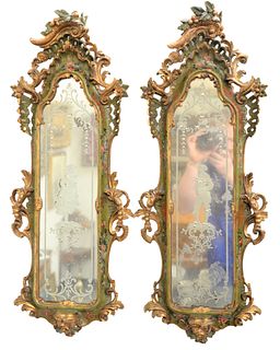 Pair of Venetian Style Carved Mirrors