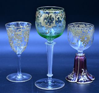 Group of Bohemian and Crystal Art Stems