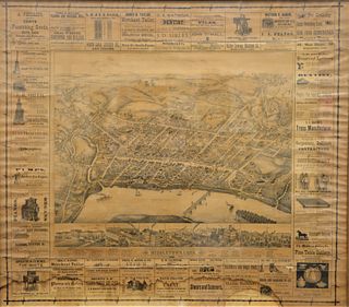 Bird's Eye View Map of Middletown, Connecticut