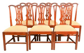 Margolis Set of Six Mahogany Chippendale Style Side Chairs