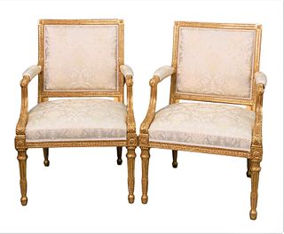 A Pair of Custom French Louis XVI Style Giltwood Fauteuils