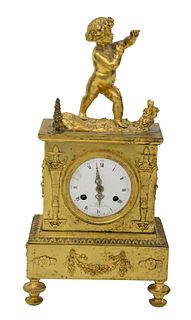 Claude Galle (1959 - 1815) Gilt Bronze Figural Mantle Clock