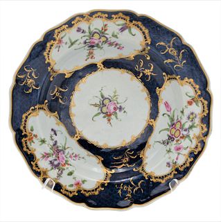 Large Worcester Blue-Scale-Ground Porcelain Plate
