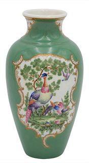Worcester Apple-Green-Ground Porcelain Baluster Vase