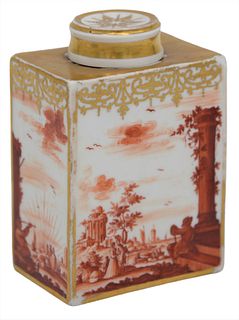 Meissen Rectangular Porcelain Tea Canister with Cover