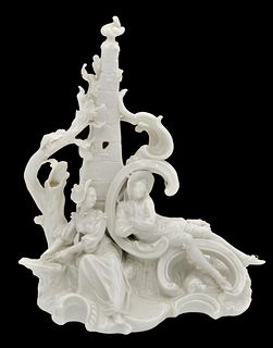 Nymphenburg White Figural Porcelain Group of "Der Gestorte Schlafer"