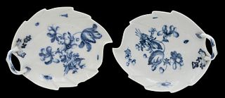 A Pair of Meissen Blue and White Porcelain Leaf-Shaped Dishes