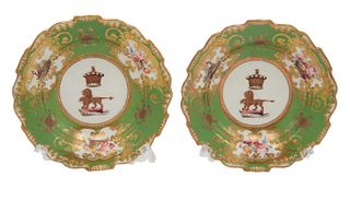 A Pair of Worcester Armorial Dishes
