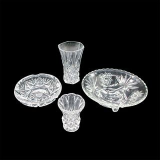 4pc Cut Glass Bowls, Vase, and Candleholder Set
