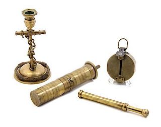A Collection of Brass Decorative and Utilitarian Articles, Height of tallest 8 7/8 inches.