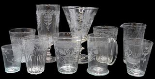Large Grouping of 10 Pieces of Blown Glass