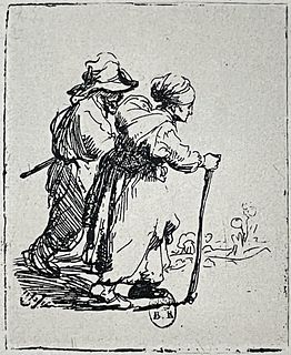 Rembrandt van Rijn (after) - Peasant Family Walking