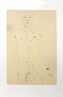 Egon Schiele (After) - Standing Male Nude
