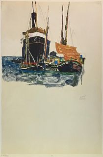 Egon Schiele (After) - Boats at Trieste
