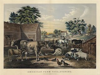 American Farm Yard - Original Large Folio Currier & Ives Lithograph