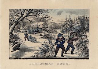 Christmas Snow. - Original Small Folio Currier & Ives Lithograph