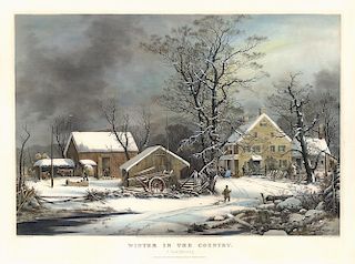 A Cold Morning - Original Large Folio Currier & Ives Lithograph