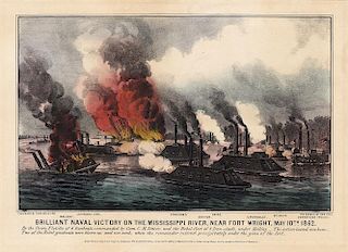 Brilliant Naval Victory - Original Small Folio Currier & Ives Lithograph