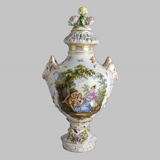 19th C. Dresden Porcelain Urn