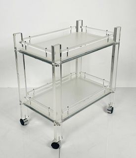 Vintage Lucite & Chrome BarCart With Removable Trays
