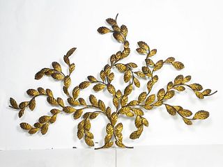 Vintage Metal Wall Sculpture with Gold Gilding, made in Italy.
