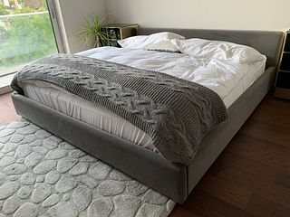 Modern Style Upholstered King Size Bed Frame