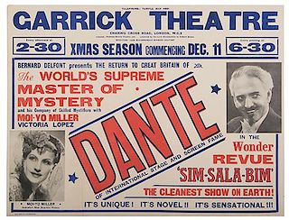DANTE (HARRY AUGUST JANSEN). Dante. Of International Stage and Screen Fame.