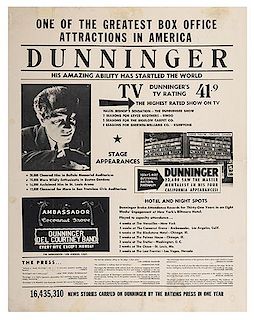 DUNNINGER, JOSEPH. One of the Greatest Box Office Attractions in America. Dunninger.