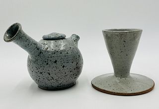 Japanese style Tea Pot together with a Hand Thrown Bud Vase