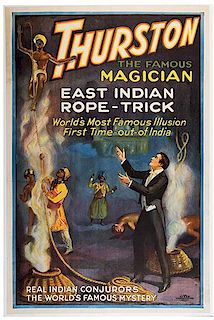 THURSTON, HOWARD. Thurston. The Famous Magician East Indian Rope Trick.