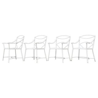 Set of 4 Regency Style Wrought Iron Armchairs