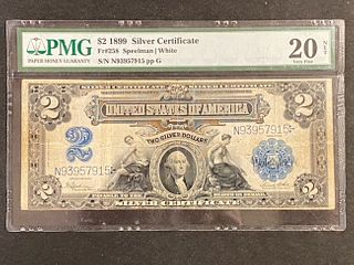 1899 $2 SILVER CERTIFICATE SPEELMAN/WHITE PMG 20