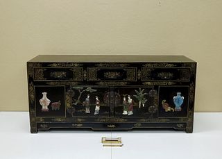 Chinese lacquered 3-Drawer, 2-Door Low Chest.