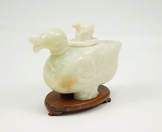 Carved Hard Stone "Duck" Candle Holder.