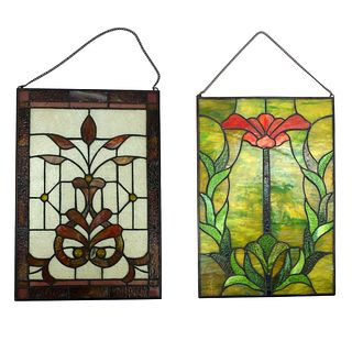 Two Vintage Leaded Glass Panels