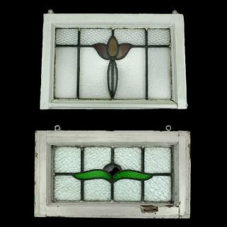Two Vintage Leaded Glass Panels