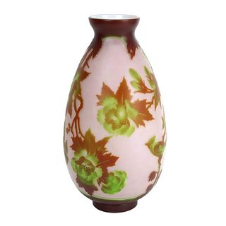 Large Galle Style Cameo Glass Vase