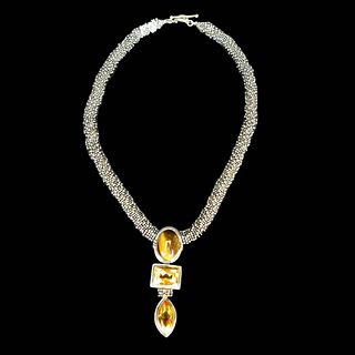 Vintage Rondel Beaded Necklace w/ Pendant