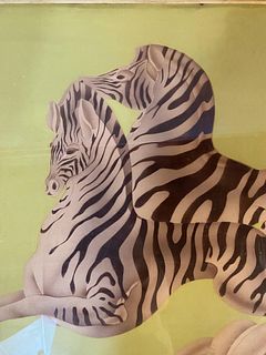 Large Silkscreen of Zebras